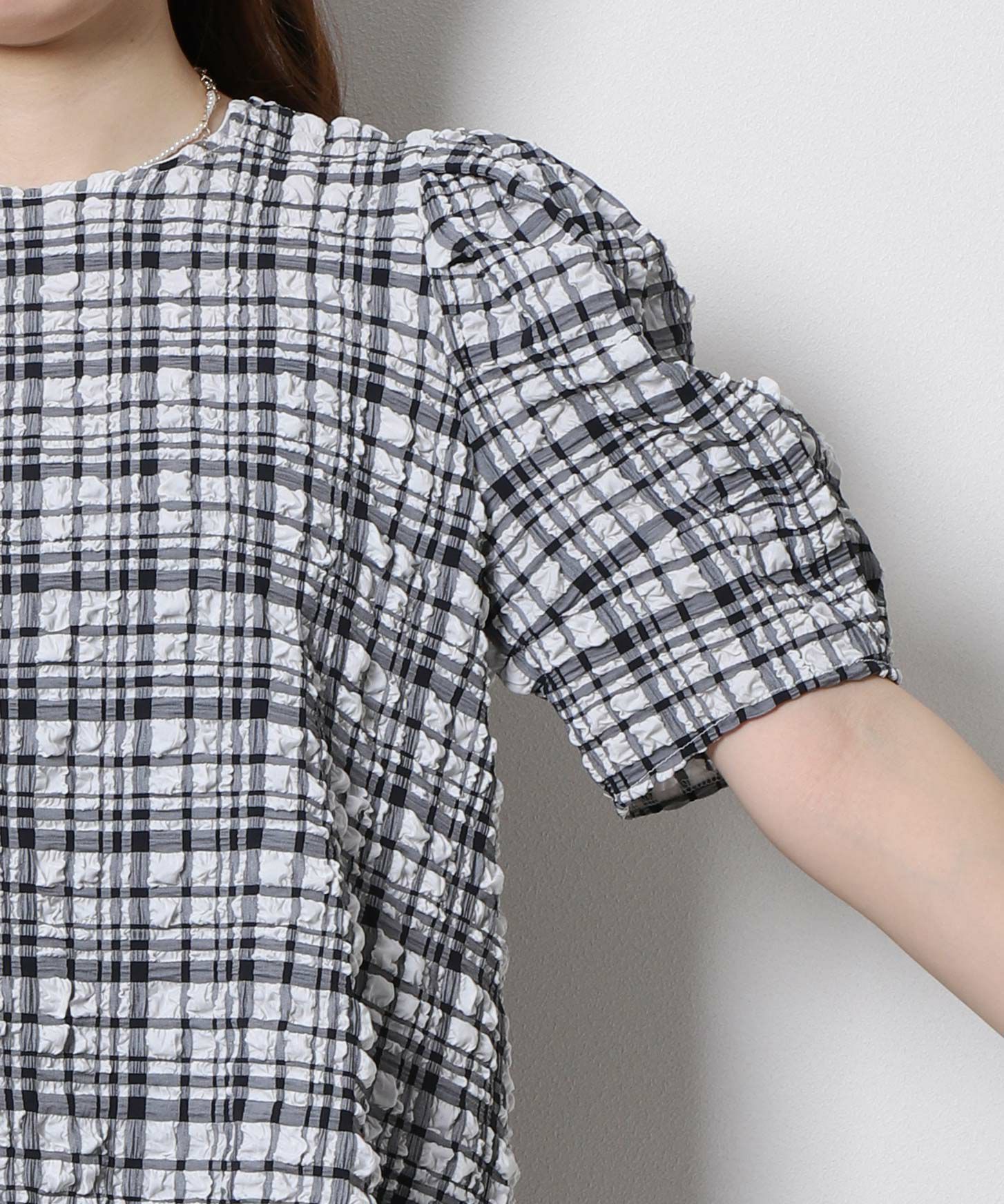 Re.Verofonna(ヴェロフォンナ) ☆フクレギンガムブラウス｜サン  