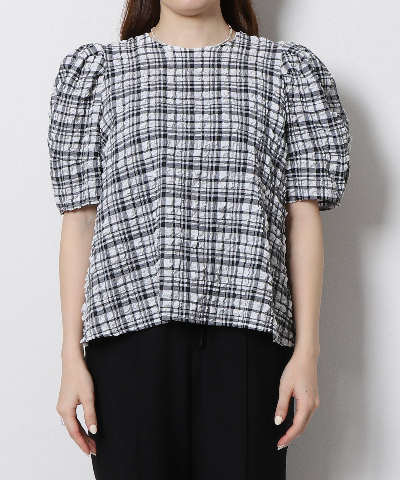 Re.Verofonna(ヴェロフォンナ) ☆フクレギンガムブラウス｜サン  
