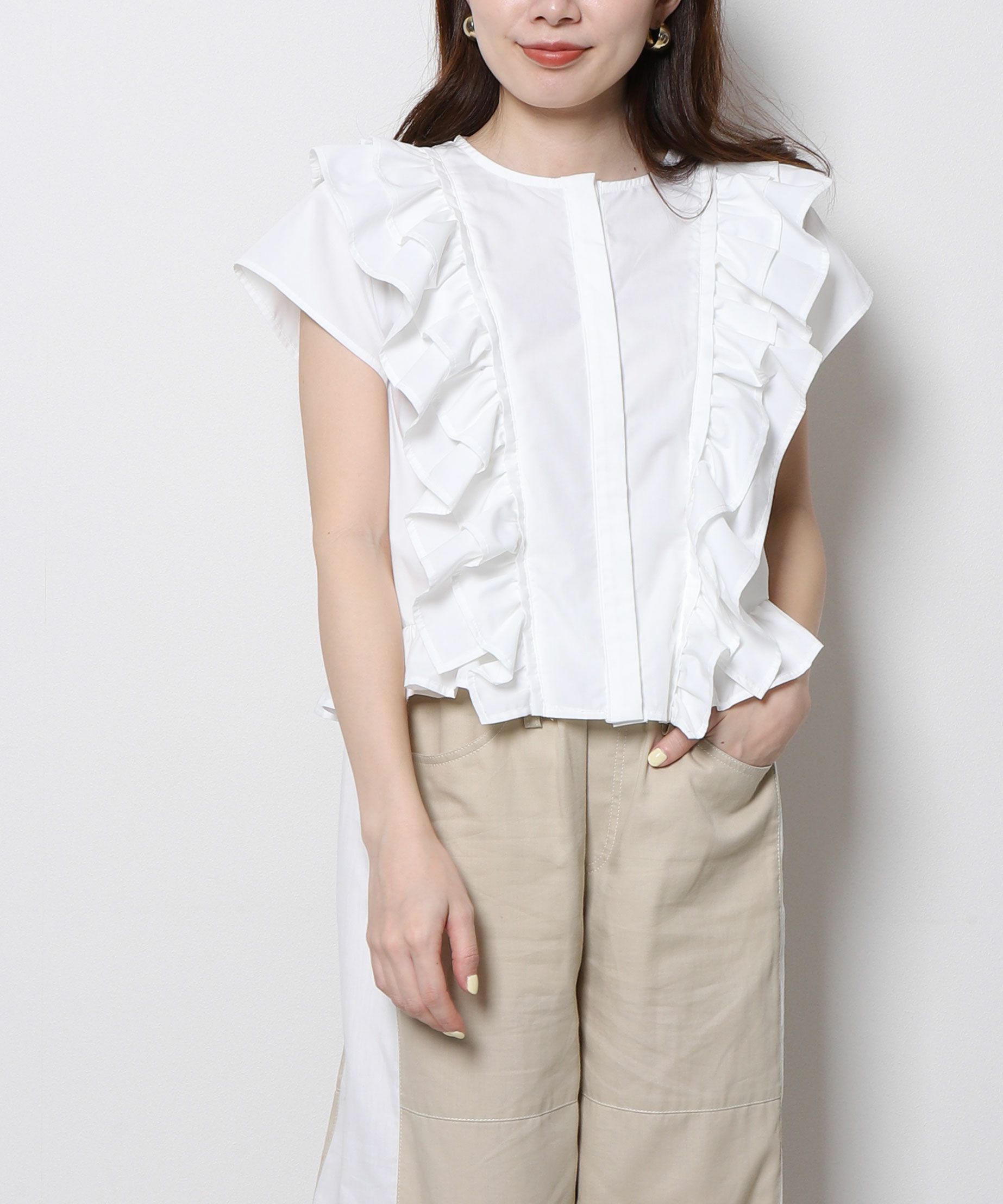 Re.Verofonna(ヴェロフォンナ)公式通販｜◇ダブルフリルコンパクトブラウス 