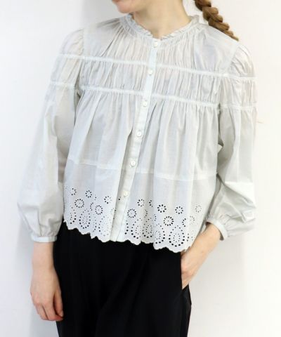 新品未使用　 ハウピア haupia レース花柄刺繍　カットソー　日本製　七分袖 セール】美しい綿の服【付け襟カットソー】（Tシャツ/カットソー