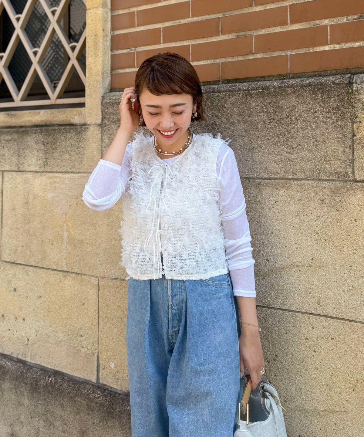 ホワイト 長袖 カットソーワンピース :Re.Verofonna，ヴェロフォンナ ヴェロフォンナワンピース ホワイト 長袖 カットソーワンピース :Re